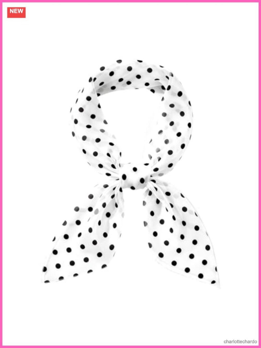 Polka Dot Chiffon Square Scarf Neck Scarf 1950s Retro Hair Tie